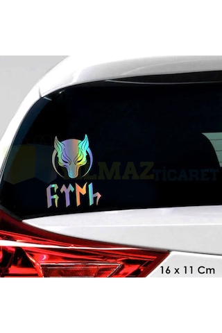 Türk Börü Göktürk Motosiklet Araba Hologram Oto Sticker Etiket Yapıştırma