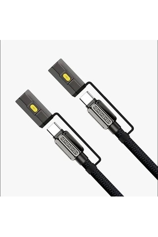 Jenerik Led Fener Ve Alevsiz Çakmak Fonksiyonlu Type-c Şarj Ve Data Kablosu 120 Cm Siyah