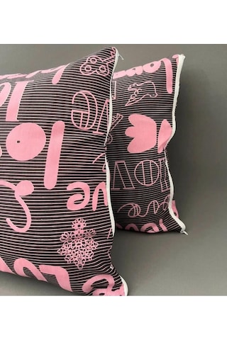Pamuklu 2 Adet Fermuarlı 50x70 Yastık Kılıfı Pembe