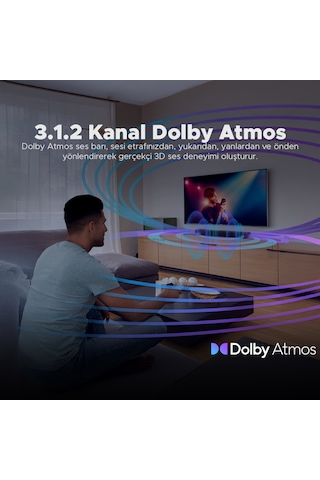 Oxs S5 Dolby Atmos   3.1.2 Soundbar - HDMI eARC, Dahili Subwoofer, Bluetooth, Çok Kablolu Bağlantı