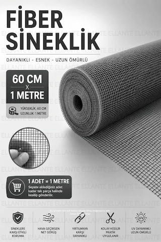 Fiber Sineklik Teli 60 Cm X 1 Metre Cam Elyaf, Uv Dayanımlı, Dayanıklı Pencere Ve Kapı Sinekliği