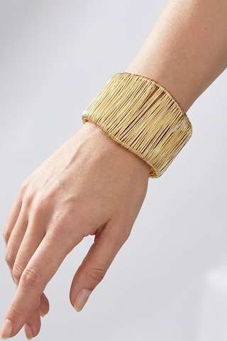Valmont Accessories Çelik Kelepçe Kadın Bilezik Altın Renk Modern Dokulu Şık Tasarım