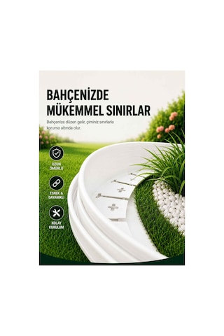 Esnek Pvc Çim Ayırıcı Bahçe Peysaj Düzenleyici 25 Metre Beyaz Çim Sınırlayıcı Esnek Plastik Taş Toprak Ayraç Bariyer Peyzaj Bordürü