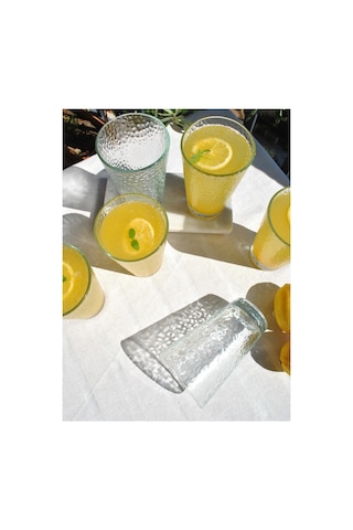 4 Adet Şeffaf Cam Bardak Seti 375 Ml Orven Seri Meşrubat Su Limonata Bardağı