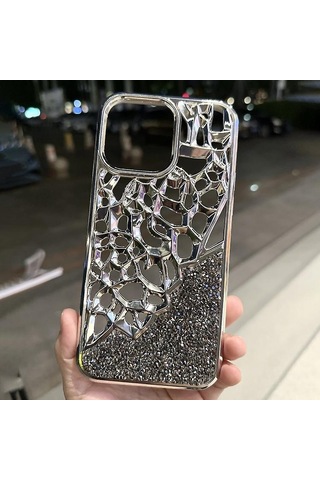 İphone 15 İçin Elmas Stil Delikli Isı Dağıtıcı Elektroliz Kaplamalı Tpu Telefon Kılıfı Çok Renkli