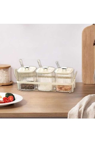 Pazly 3 Bölünmüş Baharat Kavanozu Şekerlik Kurutulmuş Meyve Servis Tepsisi Kapaklı 3 Adet Diğer