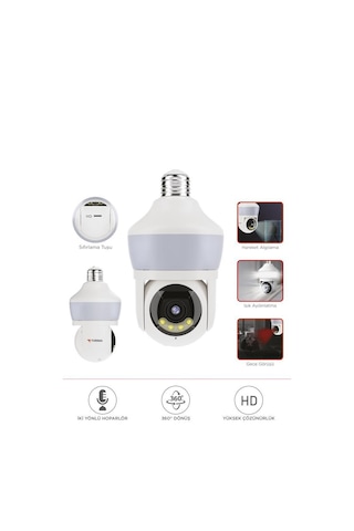 Torima CMR-26 360 Full HD 1080P Ampül Wifi Smart Ip Güvenlik Kamerası Beyaz