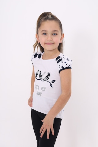 Toontoy Kids Toontoy Kız Çocuk Nakış Detaylı Tişört Beyaz