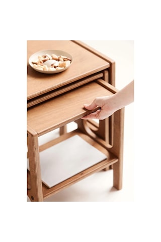 Woodesk Line, Ahşap Zigon Sehpa, 50x50, Tik Renk, Cpt4740-50