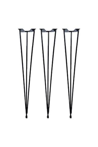 Firkete Tel Sehpa Ayağı (3'lü Paket - 50 cm - Siyah Renkli)