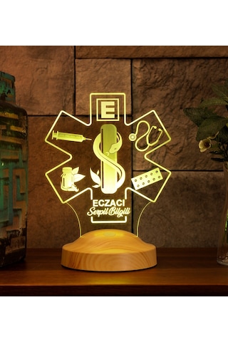 Eczacılar Günü Hediyesi, Eczacılara Özel Hediye, Eczane Logolu Kişiye Özel Led Lamba, Eczacı Teknisyenine Hediye