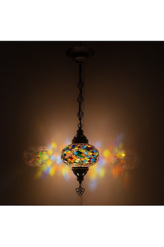 Mozaik Gece Lambası Tekli Otantik Sarkıt Avize Renkli