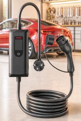 Mioji FC22 3.5/22KW 16/32A 2.4 LCD Ekran Wi-Fi Destekli IP65 Suya Dayanıklı Taşınabilir Elektrikli Araç Şarj Cihazı + Dönüştürücü Fiş