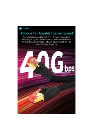 Cat8 Oyuncu Ethernet Kablosu - 5metre - 40gbps Yüksek Hız Veri Aktarımı Kırılmaz Örgü Yassı Tasarım