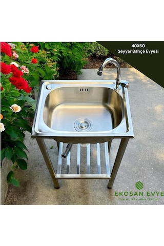 Ekosan 4050 Seyyar Bahçe Evyesi Krom