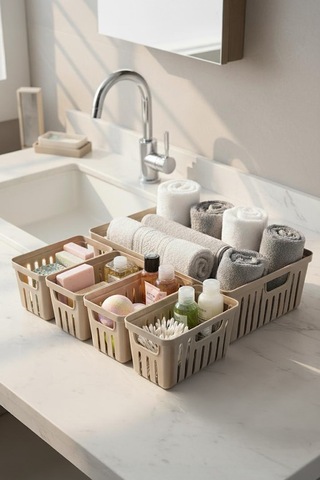 Ny Home 5 Parça Banyo Dolap İçi Düzenleyici Bej Bej