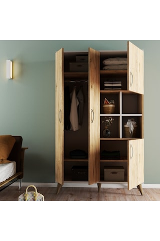 tanmob Maxi 4 Kapaklı Askılıklı Raflı Çok Amaçlı Dolap Çam - Grd0102