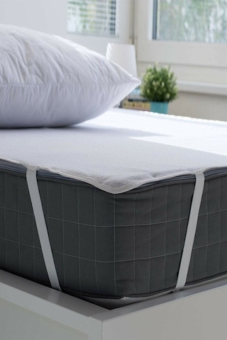 %100 Pamuk Lastikli Su Geçirmez Sıvı Geçirmez Yatak Koruyucu Yatak Alezi Beyaz