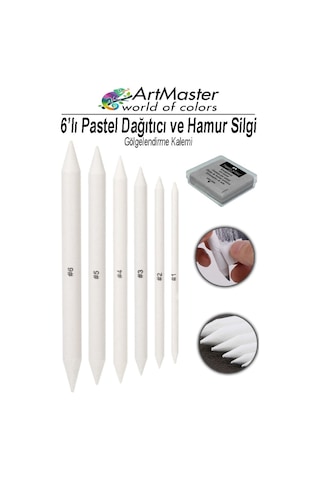 Gölgelendirme Kalemi Pastel Dağıtıcı 6 Lı 1 Paket Ve 1 Adet Hamur Silgi Kalemi Kara Kalem Dağıtıcı Kalem Kaynaştırma