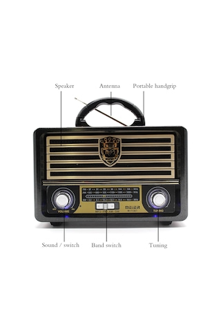 Meier M-113Bt Nostaljik Usb-Tfcard-Bluetooth Destekli Fm Radyo