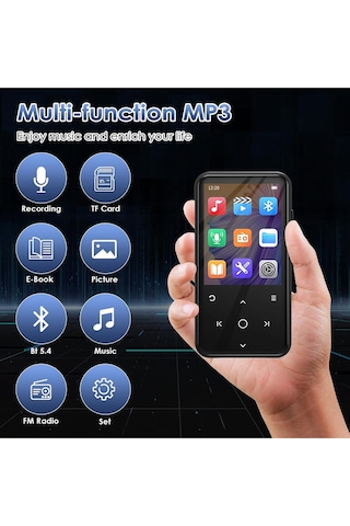 64gb Mp3 Çalar Bluetooth, 2.4 Inç Ekran, Klipsli Tasarım, 500mah Pil