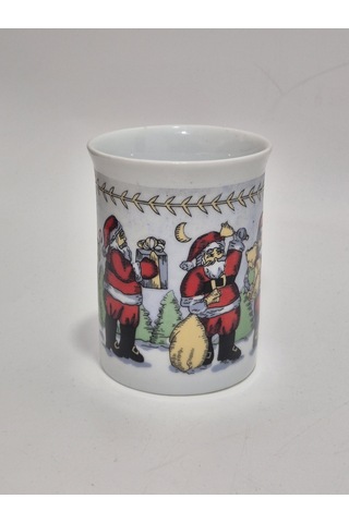 Vintage Noel Baba Figürlü Porselen Kupa 10cm Çok Renkli