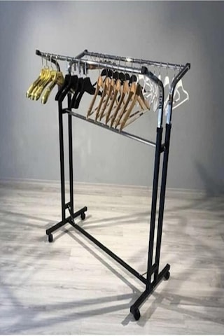 Askısı Tekerlekli Elbise Askıları Metalden Yapılmış Portmanto 130 Kg A Kadar Yüklenebilir Uzunluk 110-150 Cm Kro Çok Renkli