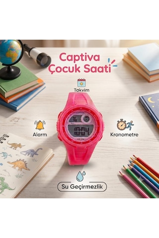 Captiva Alarmlı Kronometreli Çocuk Kol Saati Pembe