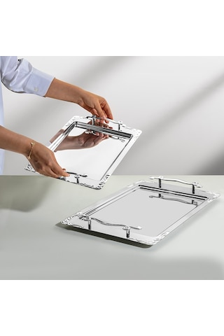 Nehir Lalezar Sade 2’li Çelik Tepsi Seti