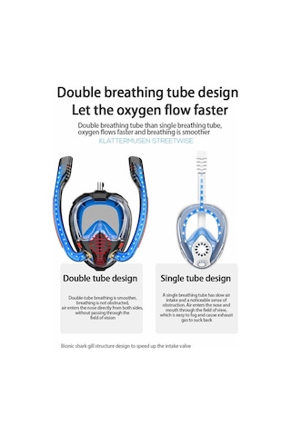 Siyah - Siyah Şnorkel Maskesi Çift Tüp Silikon Tam Kuru Dalış Maskesi Yetişkinler Yüzme Maskesi Dalış Gözlüğü Müstakil Sualtı Solunum Cihazı L - Xl Siyah