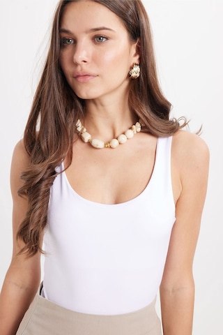 Tudors Kadın Standart Fit Normal Kesim Kolsuz Halter Yaka Beyaz Crop Atlet-50962