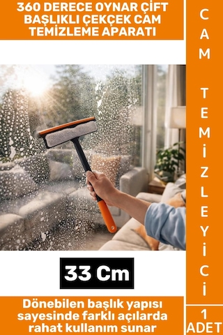Camtemizleyici Banyo Duşakabin Oto Bakım 360 Derece Oynar Çift Başlık Çekçek Cam Temizleme Aparatı Çok Renkli
