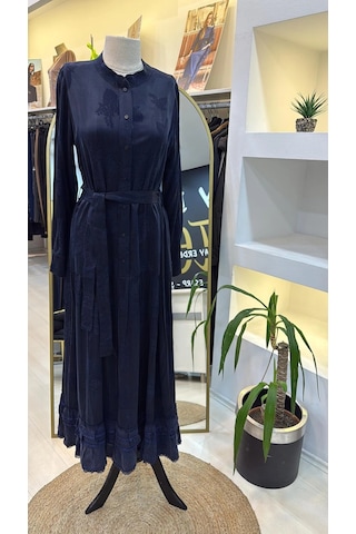 Misswhence Cupro İpek Elbise 38809 Lacivert Lacivert
