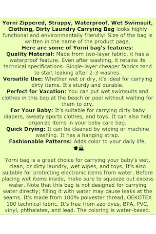 Yorni 30x37cm, Super Mom, Su Geçirmez Islak Mayo Çantası, Torbası Beyaz