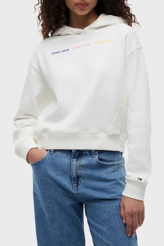 Tommy Jeans Logolu Regular Fit Kapüşonlu Sweat Kadın Sweat Dw0dw22906 Ybl Beyaz