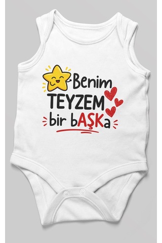 Morivokids Benim Teyzem Bir Başka Sıfır Kollu Bebek Zıbını %100 Pamuk Beyaz