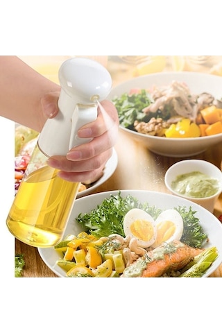 MaxiGo Cam Sprey Yağlık Püskürtücülü Yağdanlık Air Fryer Yağlık Mist Püskürtücü 1 Adet Beyaz Yağdanlık Strglbl75