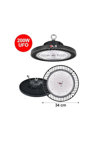 200w Askılı Yüksek Tavan Armatür Ufo 200 Watt Dls Led Ufo-103-200 Siyah