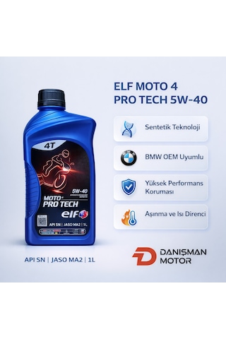 Elf Moto 4 Pro Tech 5w-40 Sentetik Teknoloji 4 Zamanlı Motosiklet Yağı 1 Litre Bmw Oem