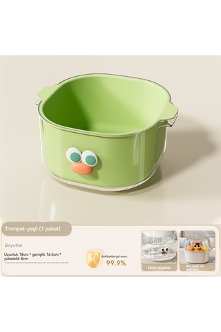 Spring Çift Katmanlıve Ve Sebze Yıkama Ve Boşalma Sepeti Küçükyeşil Yeşil