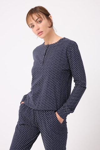 Lespadon Ocean Rıpple Premium Örme Pamuk Uzun Kollu Henley & Uzun Pantolonlu Kadın Pijama Takımı-3233 Lacıvert
