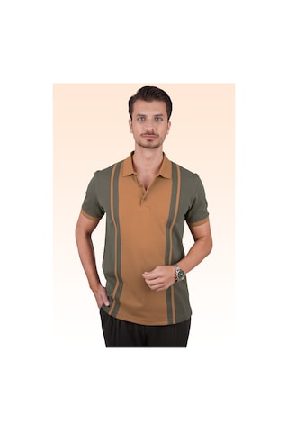 Haki Taba Çift Renkli Polo Tişört 001