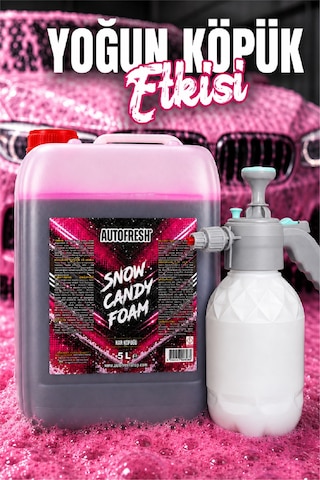 Snow Foam 5 Litre Pembe Köpük Oto Şampuanı İle 2 Litre Köpük Pompası - Araç Yıkama Temizlik Seti