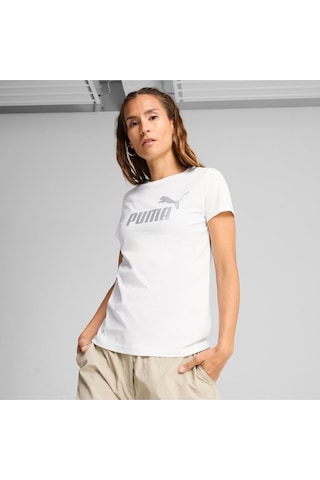 Puma Metallıc No. 1 Logo Tee Kadın Tişört Beyaz Beyaz