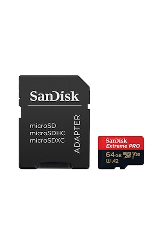 Sandisk Extreme Pro SDSQXCU-064G-GN6MA 64 GB microSDXC UHS-I A2 V30 Adaptörlü Hafıza Kartı