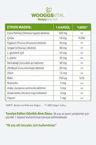Cüce Palmiye 320 Mg Pygeum 50 Mg Takviye Edici Gıda 90 Kapsül