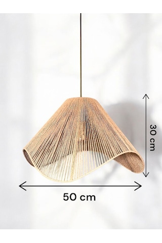 Hasır El Yapımı Bohem Büyük Asimetrik Şekilli Rustik Avize Kahverengi