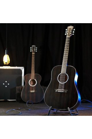 Washburn Dfed Deep Forest Ebony Akustik Gitar Profesyonel - Dreadnought Kasa Egzotik Abanoz Üst Kapak, Okoume Arka Ve Yanlar, Mat Bitiş, Derin Ve Sıcak Ton Ölçüler: 648 Mm Skala Uzunluğu