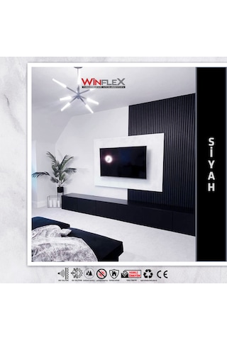 Winpanel Dekoratif Ahşap Duvar Paneli Siyah Renk 60x240cm .