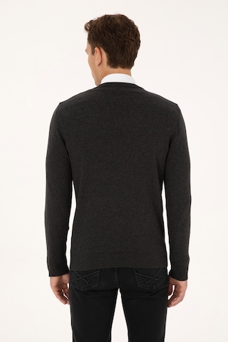 U.S. Polo Assn. Erkek Slim Fit V Yaka Antrasit Melanj Basic Triko Kazak 50313662-VR081